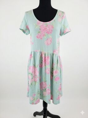 Everly Mint Green Floral Short Sleeve Girls Dress